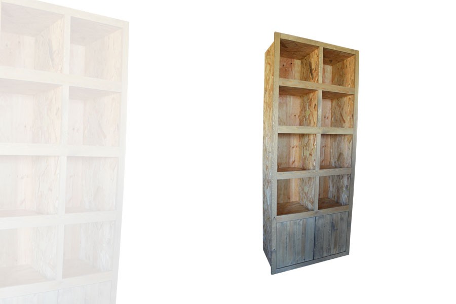 ALV Armoire Étagères Bois Présentoir Basse 6 Casiers Portes Basses 2 Tons -  ALV