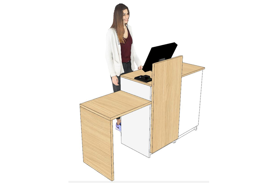 Comptoir d’Encaissement et d’Accueil 1 Poste avec Arche (gauche) Blanc