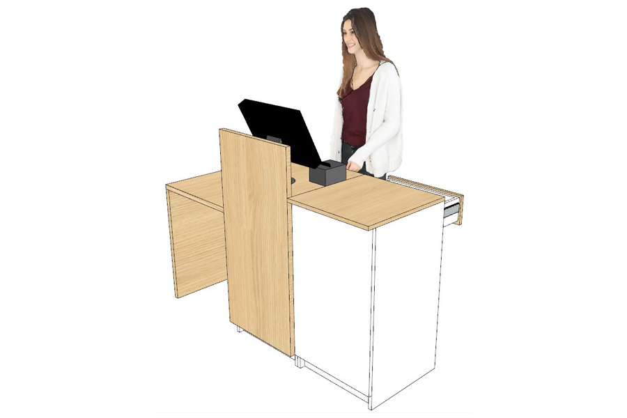 0960 B Encaissement BLANC 1600 X 528 x 920 avec ARCHE GAUCHE 600 mm 1 POSTE en LIGNE