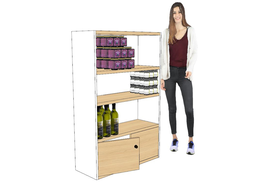 Armoire Étagères Bois Basse Portes Basses Blanche