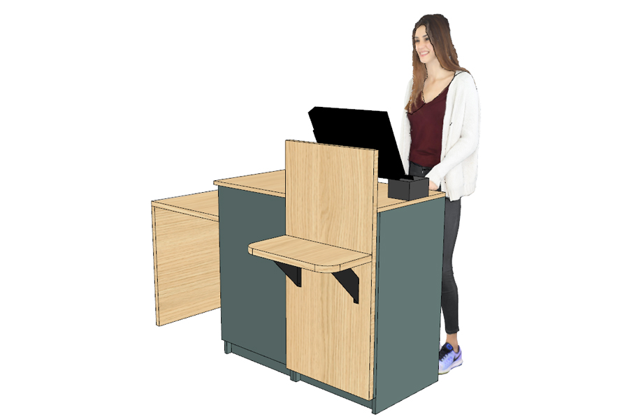 1032 B Encaissement VERT 1600 X 528 x 920 avec ARCHE GAUCHE 600 mm 1 POSTE en LIGNE