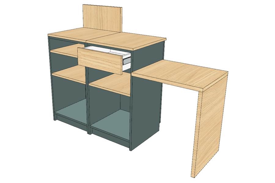 1032 C Encaissement VERT 1600 X 528 x 920 avec ARCHE GAUCHE 600 mm 1 POSTE en LIGNE