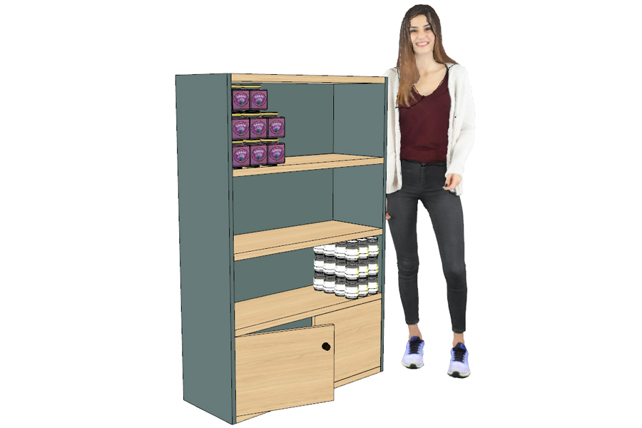 Armoire Étagères Bois Basse Portes Basses Verte