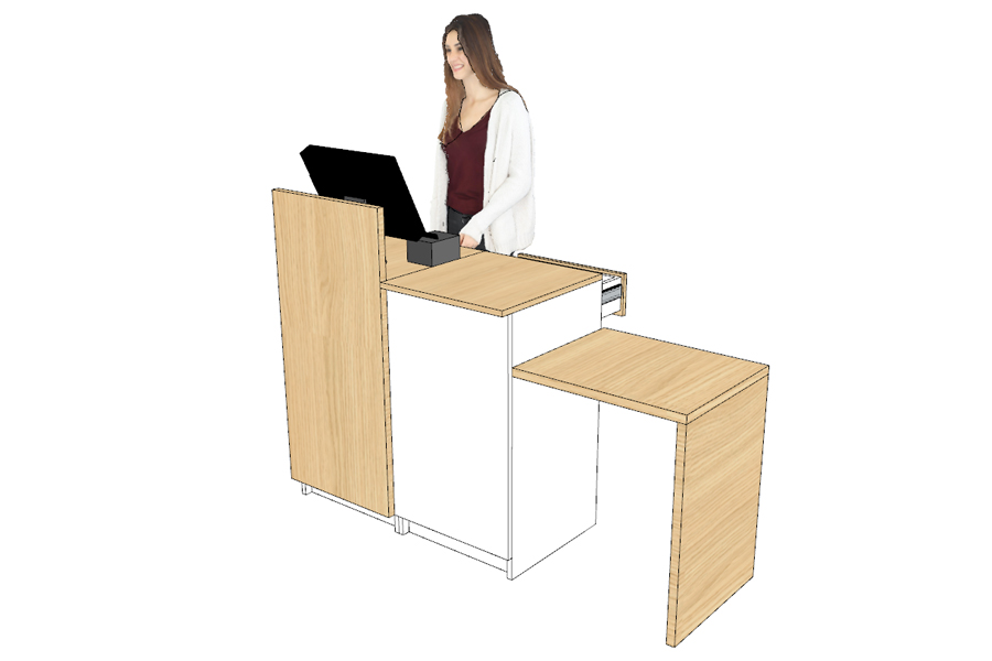 Comptoir d’Encaissement et d’Accueil 1 Poste avec Arche (droite) Bois Blanc