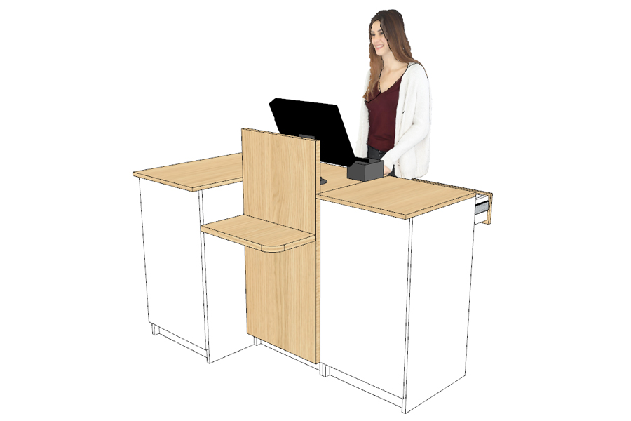Comptoir d’Encaissement et d’Accueil 1 Poste en « L » (droite) Bois Blanc