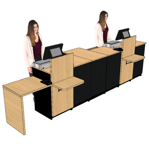 694 A LIGNE 2 POSTES GRAND PMR encaissement NOIR 3638 x 850 mm ti