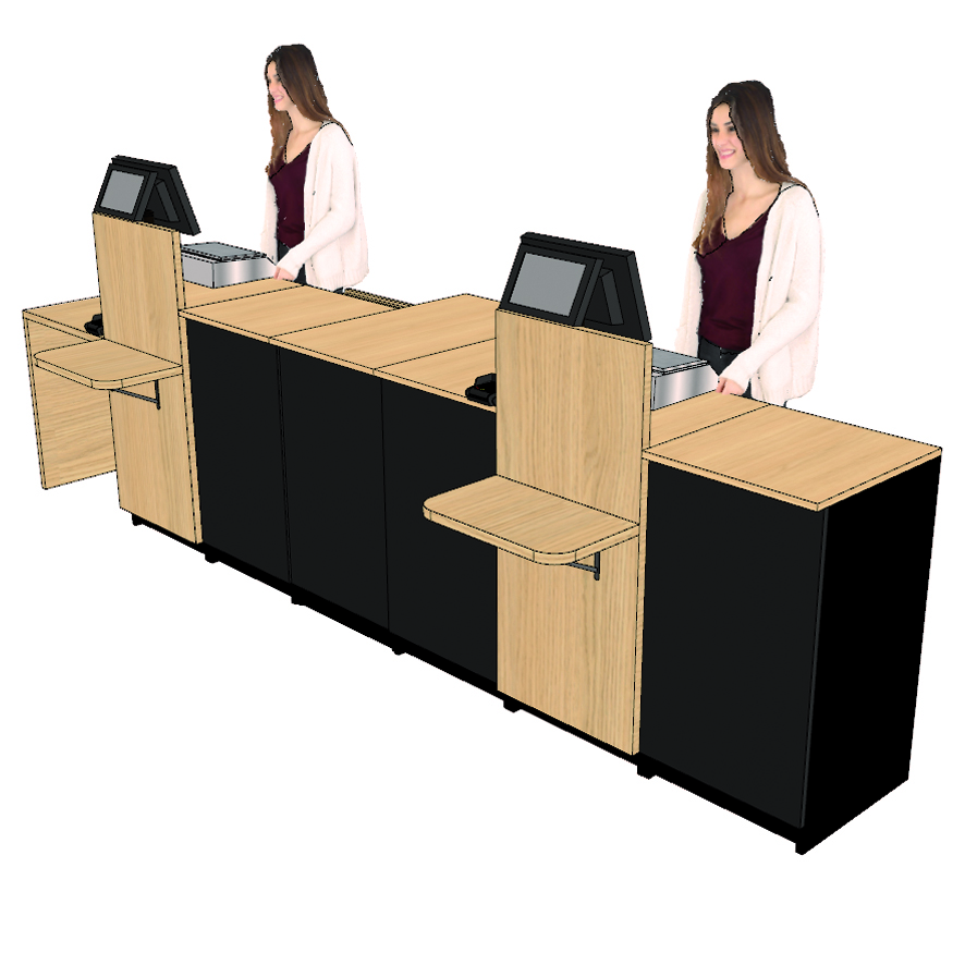 694 B LIGNE 2 POSTES GRAND PMR encaissement NOIR 3638 x 850 mm ti