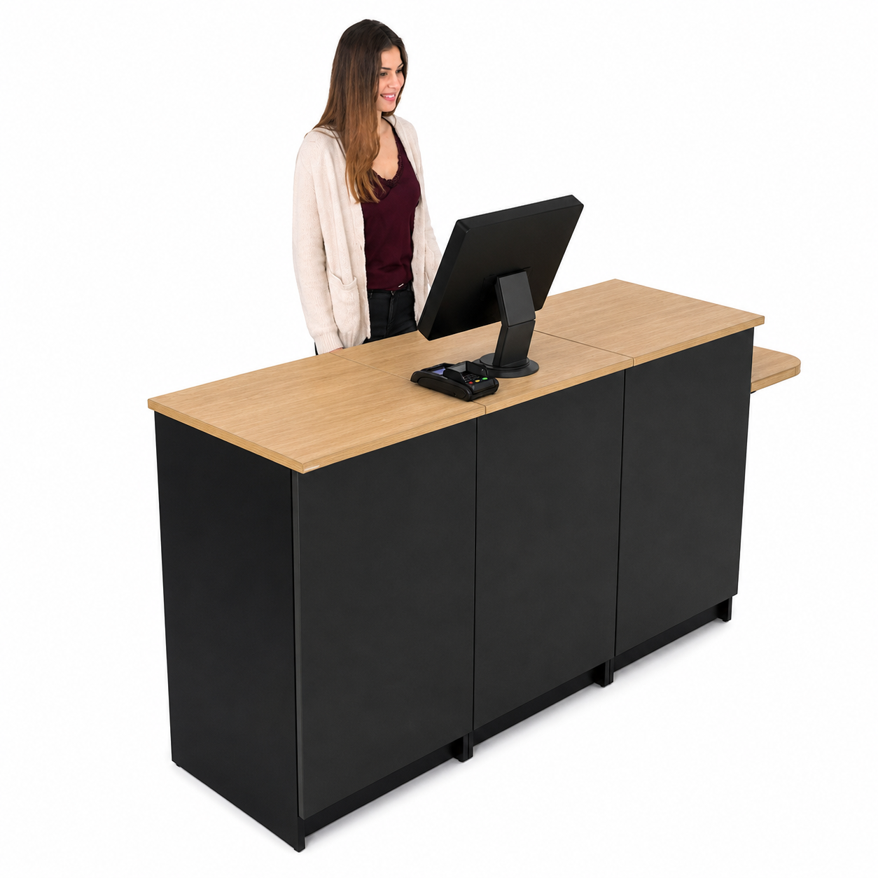 Comptoir caisse 1 poste 3 modules avec tablette PMR (G) + tiroir ( LIVRÉ MONTÉ ) – Image 3