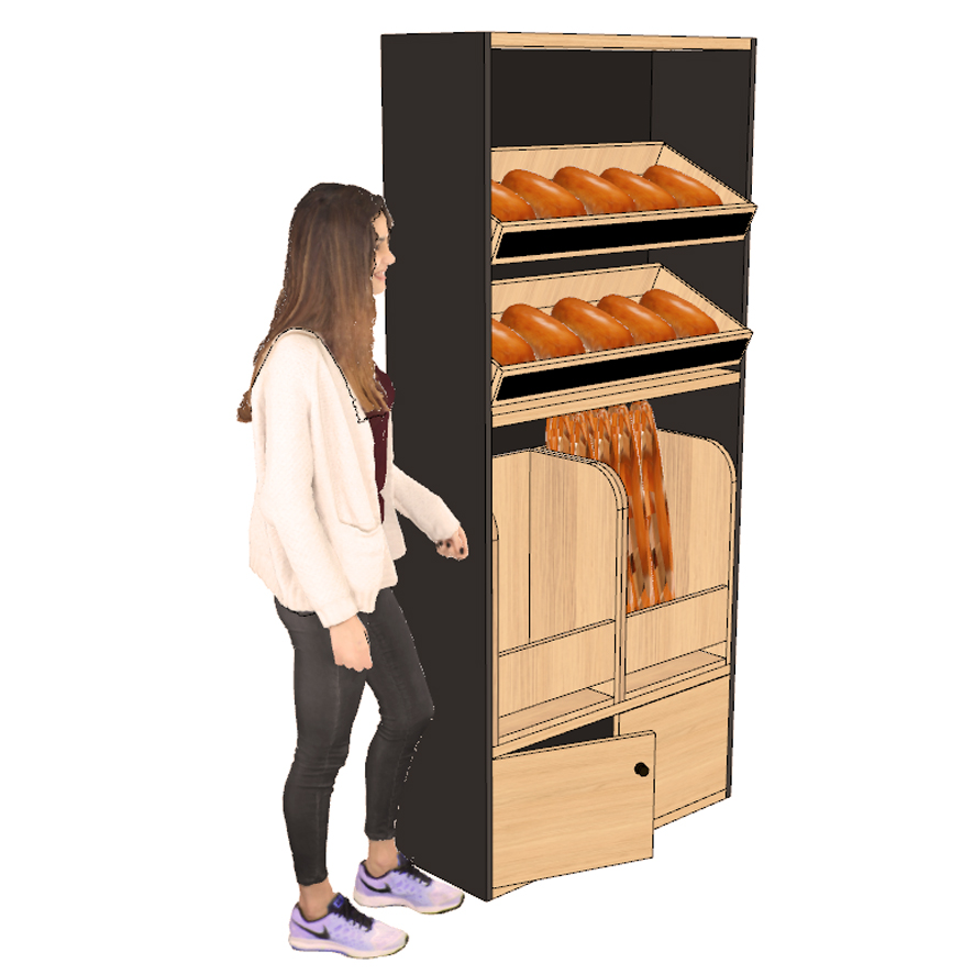 Armoire boulangerie noire avec bac à pain et portes battantes (LIVRÉ MONTÉ) – Image 2