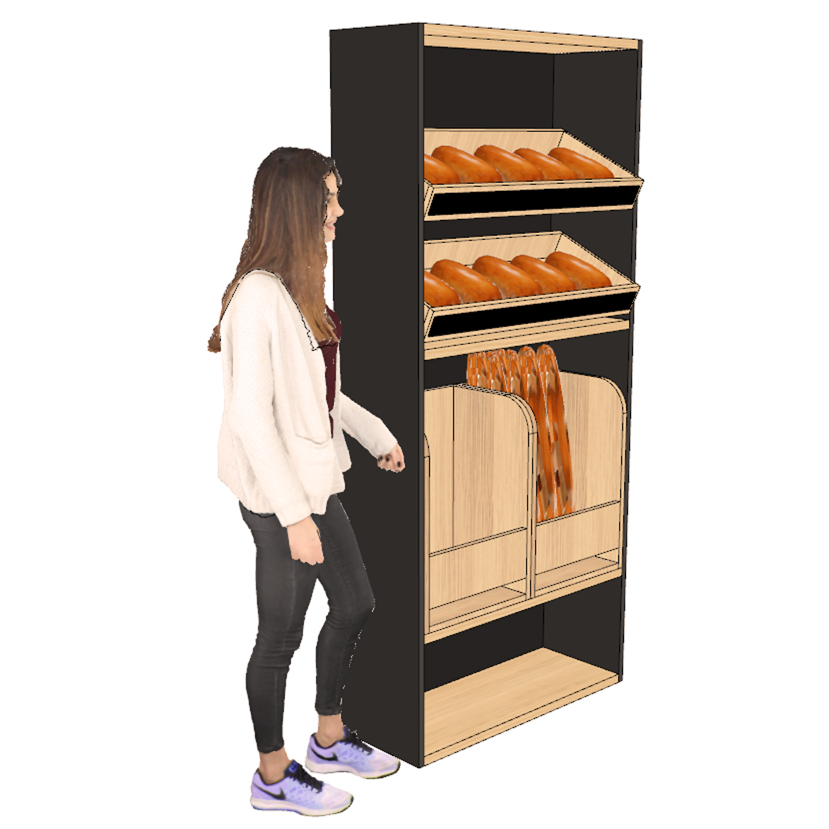 Armoire boulangerie noire 2 présentoirs 2 bacs à pain ( LIVRÉ MONTÉ) – Image 2