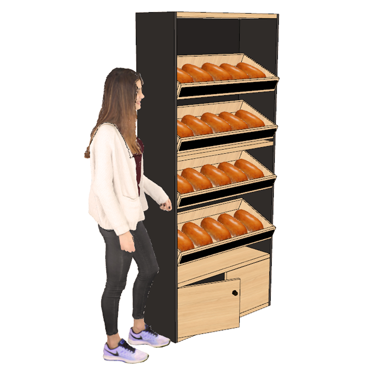 Armoire boulangerie noire 4 présentoirs avec portes battantes (LIVRÉ MONTÉ) – Image 2