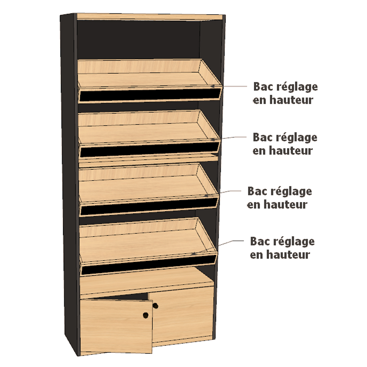 Armoire boulangerie noire 4 présentoirs avec portes battantes (LIVRÉ MONTÉ) – Image 3