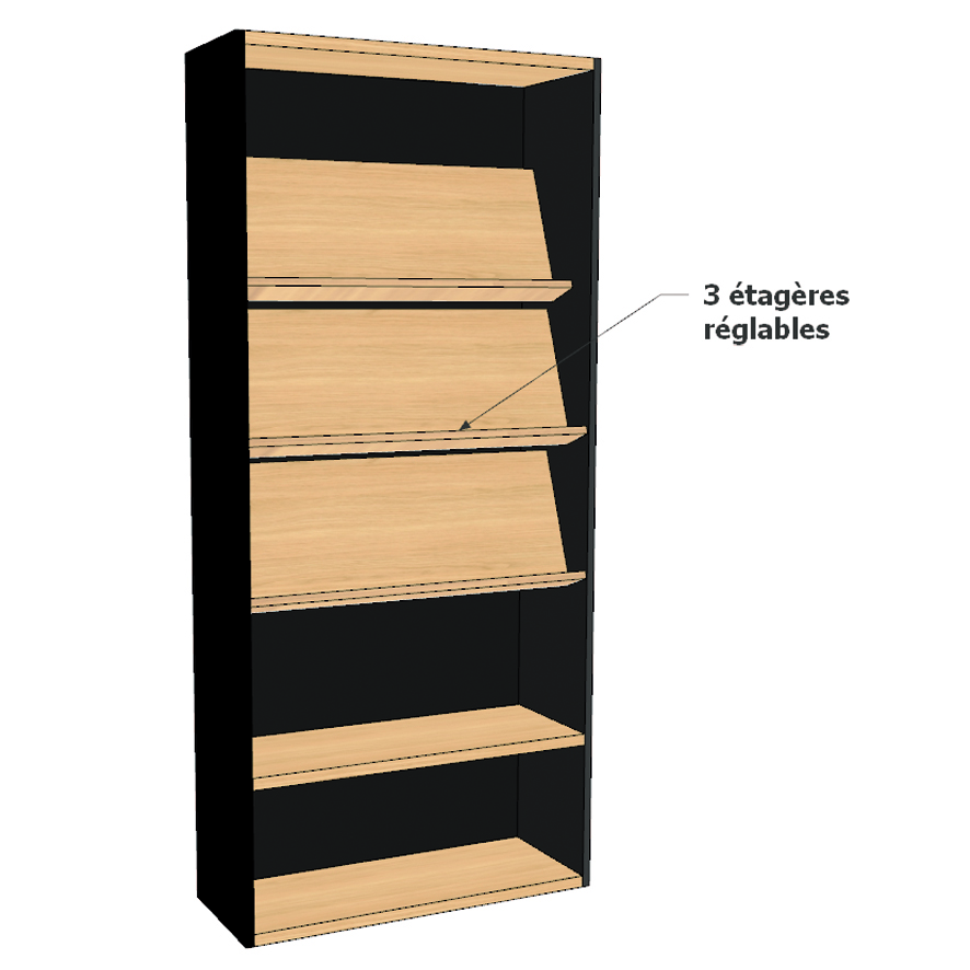 Armoire presse haute noire avec étagères réglables (LIVRÉ MONTÉ) – Image 2