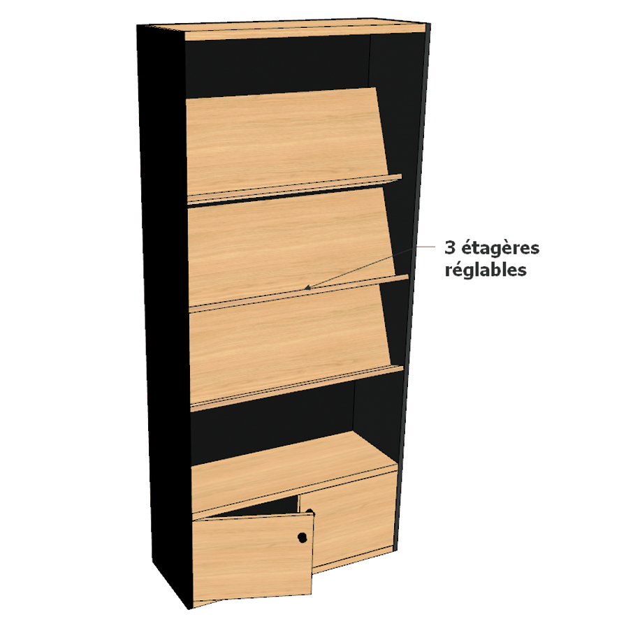 Armoire presse haute noire étagères réglables et porte battante (LIVRÉ MONTÉ) – Image 4