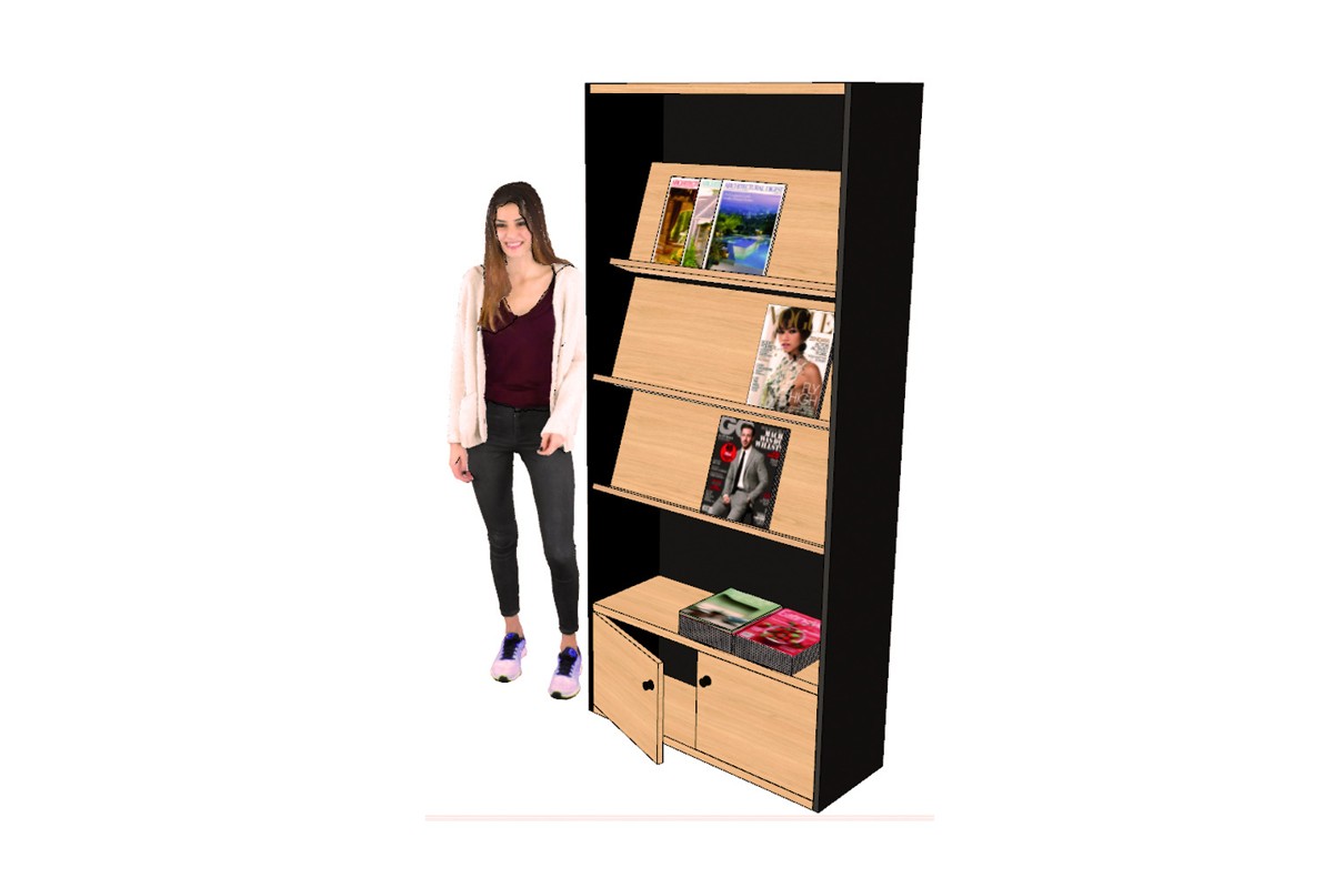 Armoire presse haute noire étagères réglables et porte battante (LIVRÉ MONTÉ)