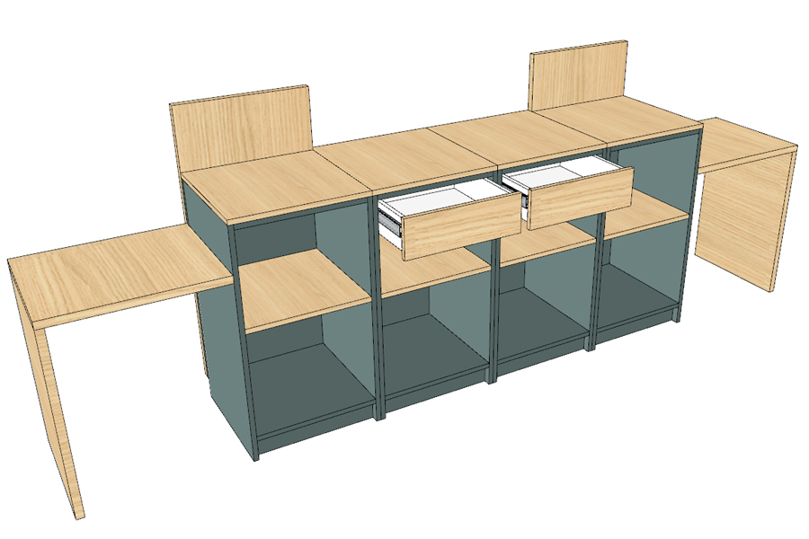 Comptoir caisse 2 postes avec dosseret + double arche PMR (livré monté) – Image 3