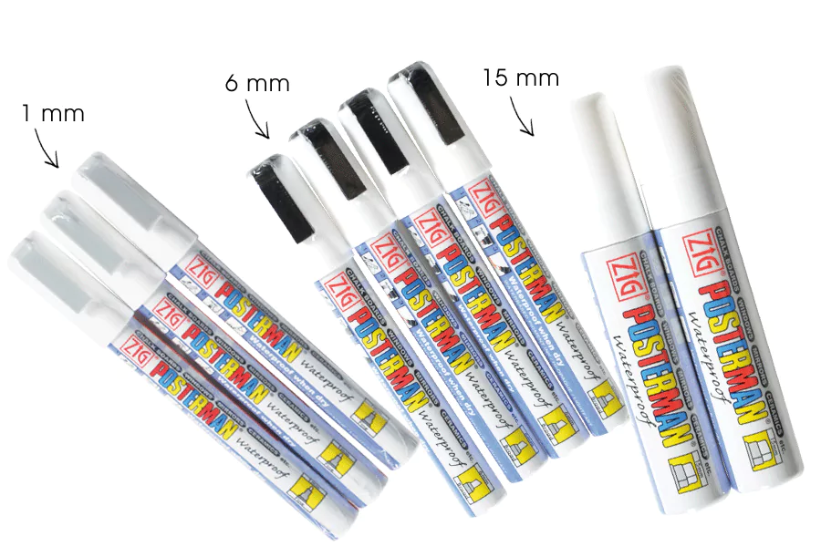 Feutres Craies Effaçables à l'alcool 2 mm (Lot de 3)