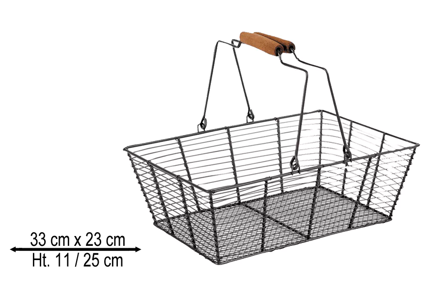 Lot de 4 Paniers Rectangles Métal Double Anse