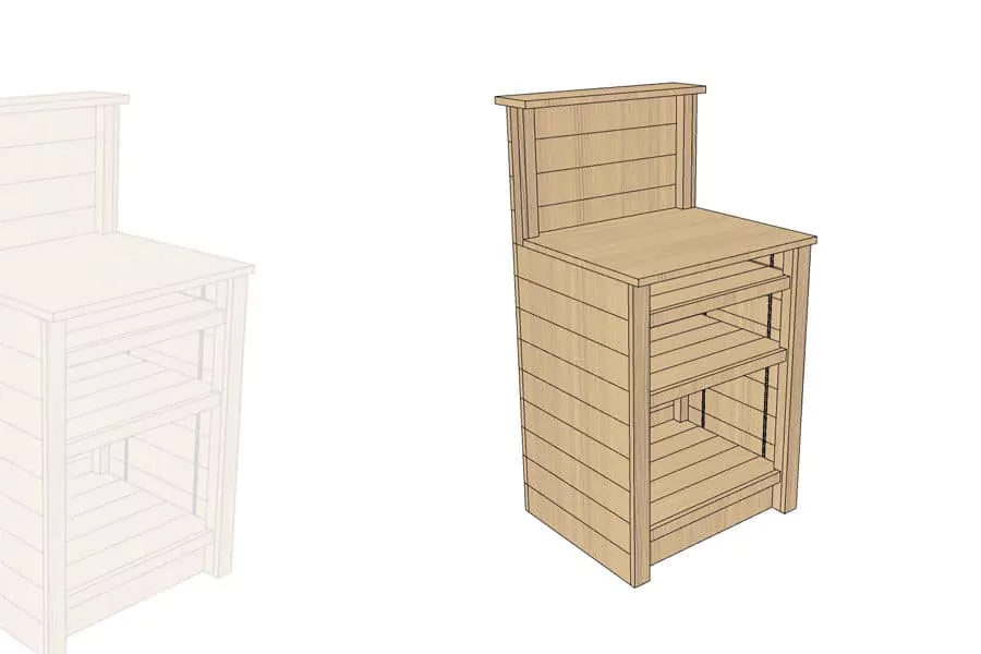 Module d'Encaissement Casquette 650 Bois Vieilli + 2 étagères réglables