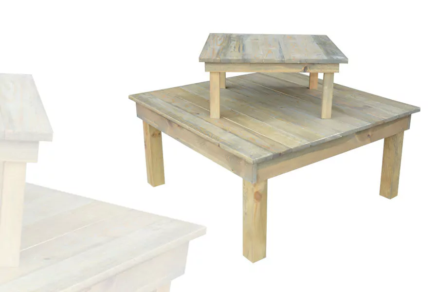 Kit de 2 Tables Carrées Bois Vieilli