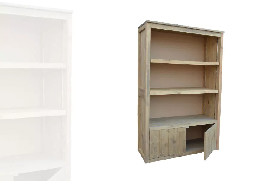 Armoire Étagères Basse avec portes basses Bois Vieilli