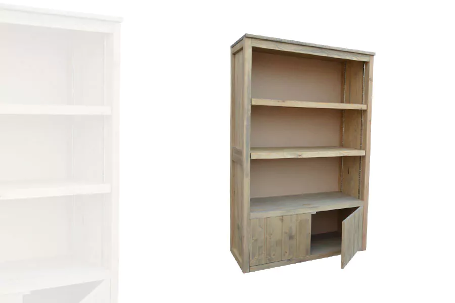 armoire-basse-bois-vieilli-porte-ouvertealv