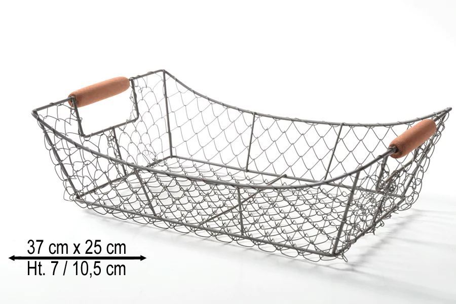 Lot de 10 Corbeilles Rectangles Pagode Métal Vieilli GM