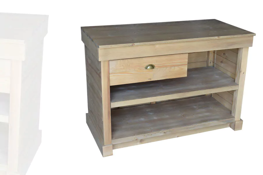 Comptoir d'Encaissement et d'Emballage Bois Vieilli avec Tiroir