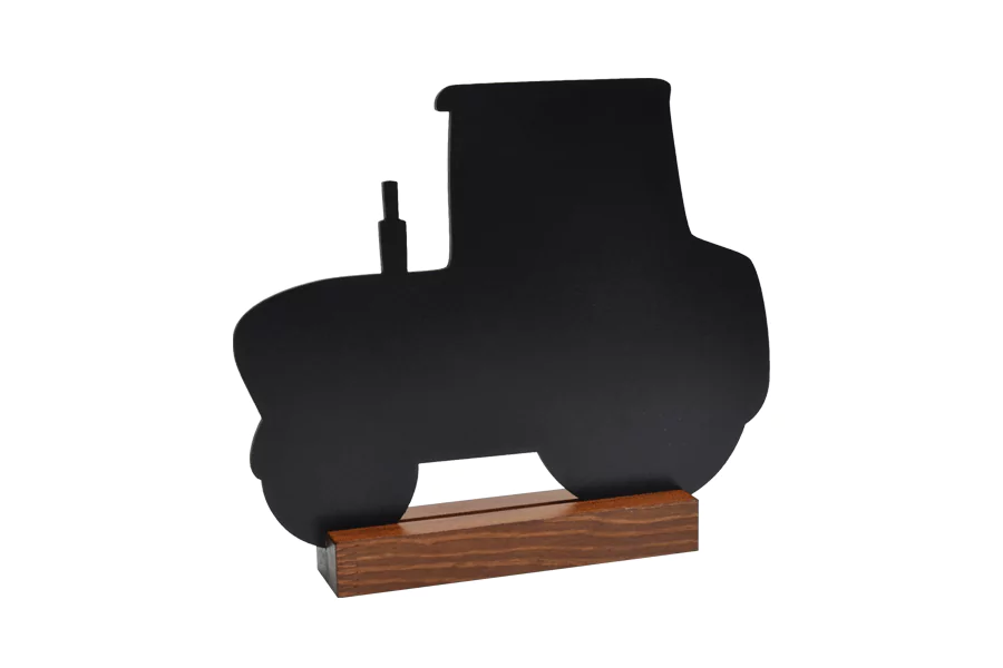 Ardoise Figurine TRACTEUR sur Socle Bois Vernis