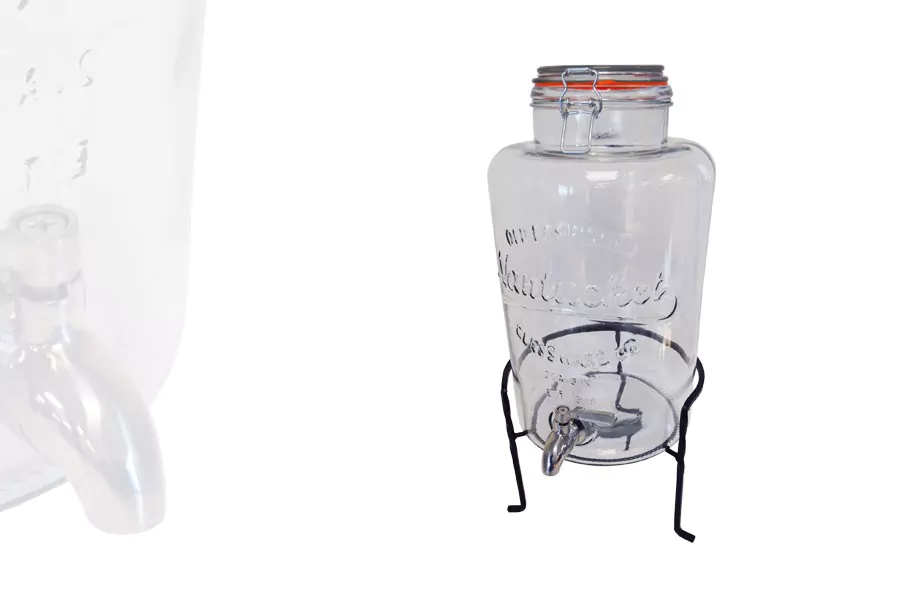 Fontaine en Verre pour liquide 8,5 litres + Socle + Robinet Inox