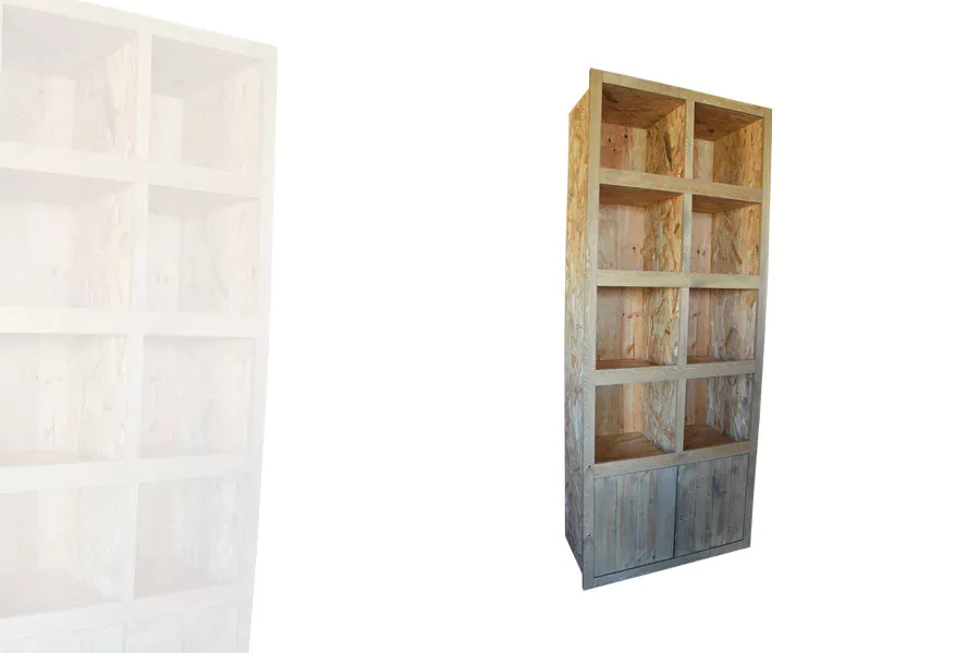 Armoire Étagères à Vin 8 casiers avec Portes Basses Bois Vieilli