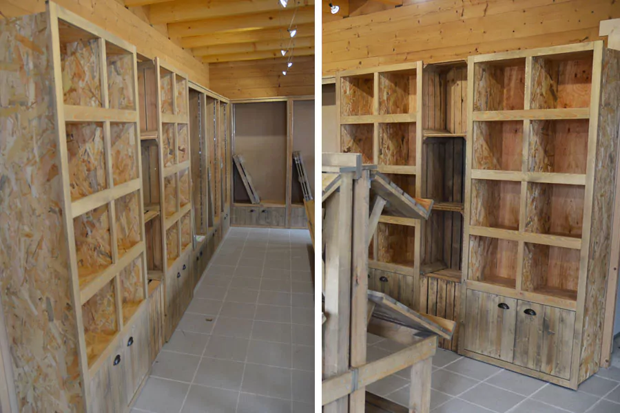 Armoire Étagères à Vin 8 casiers avec Portes Basses Bois Vieilli – Image 2