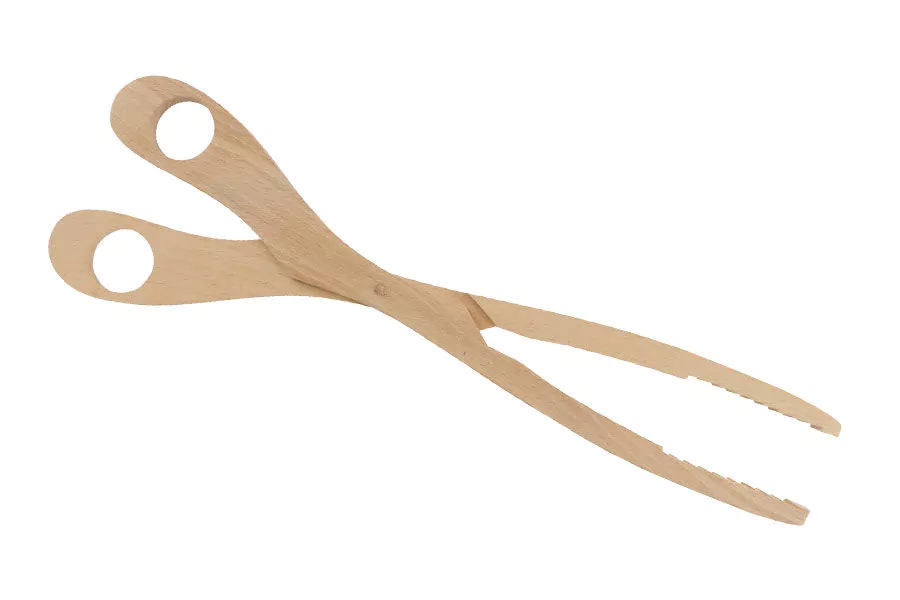 Pince Alimentaire Forme Ciseau en Bois de Hêtre 28 cm