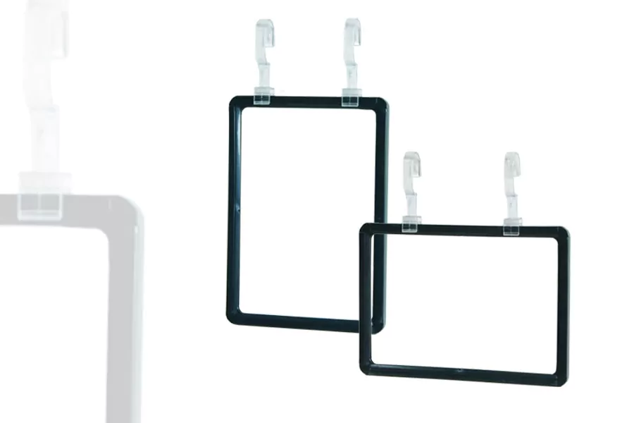Cadre Noir A4 + Crochets de Suspension (Lot de 5)