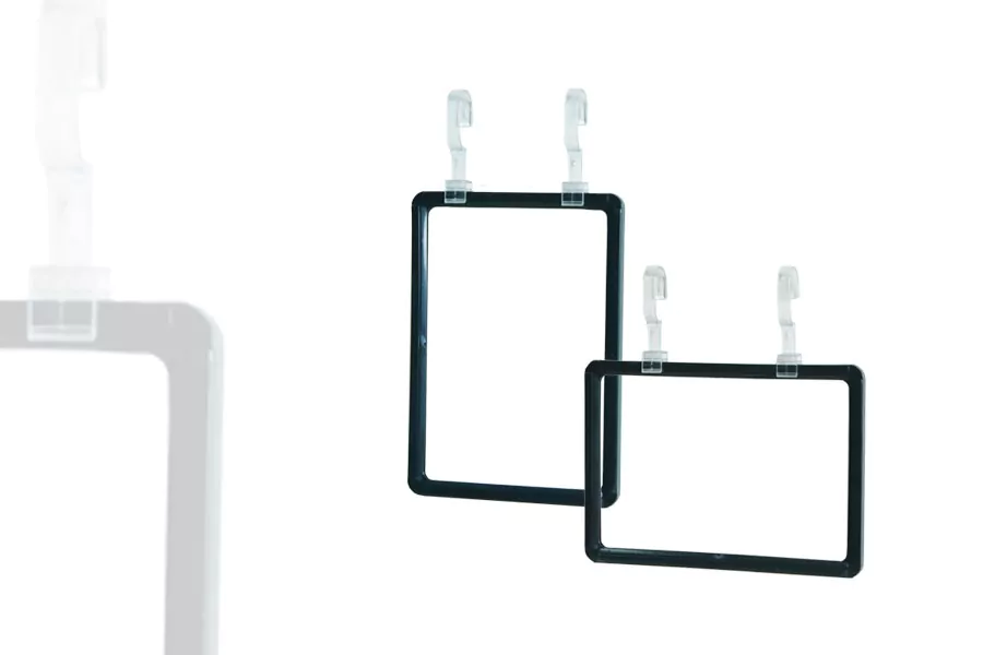 Cadre Noir A5 + Crochets de Suspension (lot de 5)