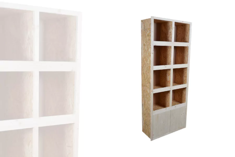 Armoire Étagères à Vin 8 casiers avec Portes Basses Bois Clair