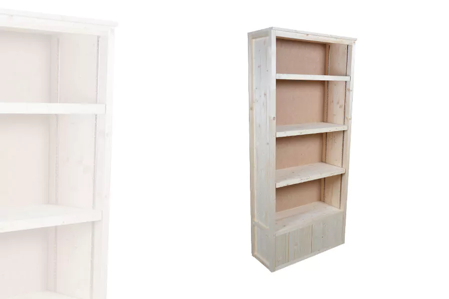 Armoire Étagères Haute Portes Basses Bois Clair