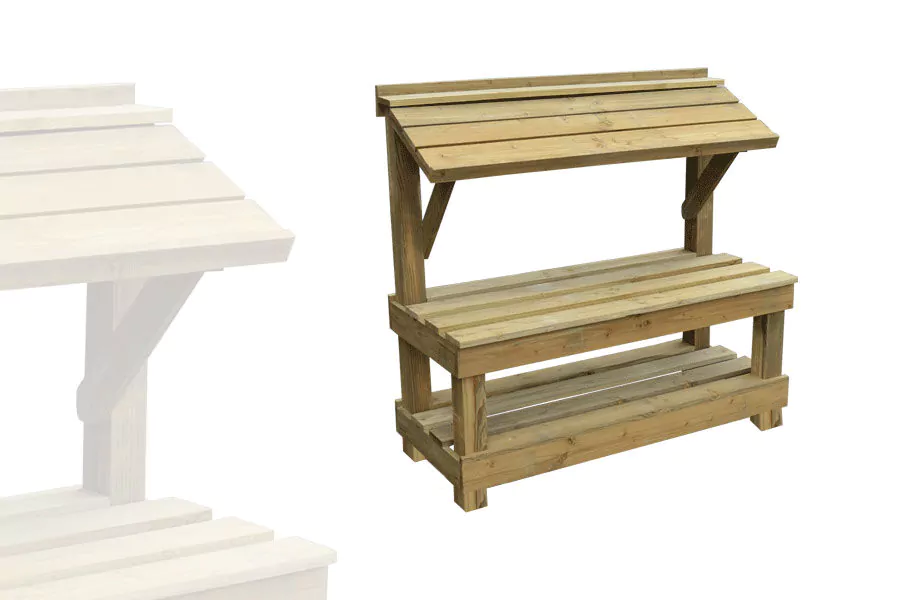 Étalage marché troittoir 2 niveaux bois vieilli sans roulette