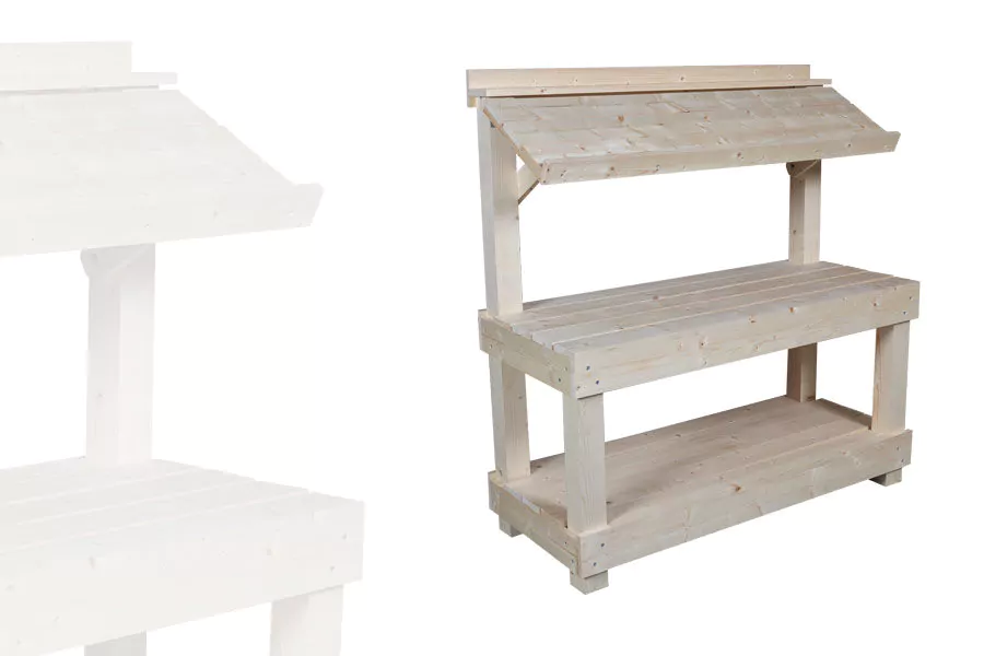 Étal Marché Trottoir 2 Niveaux Bois Clair SANS Roulettes