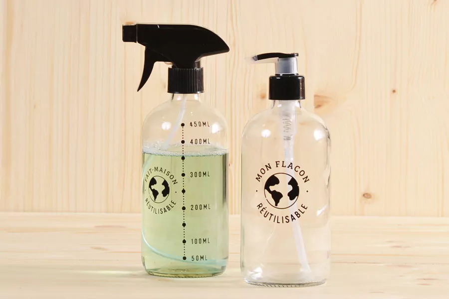 flacon-salle-de-bain-verre-transparent-pompe-creme-spray-gachette