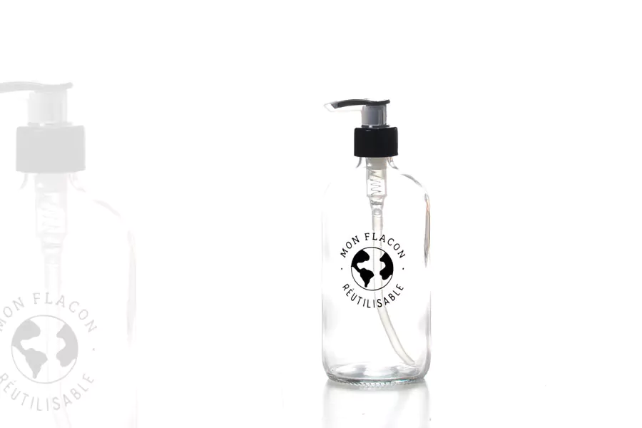 flacon-verre-transparent-pompe-creme-noire