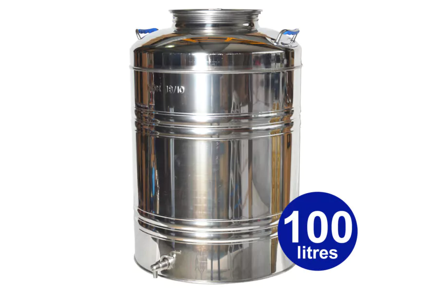 Fût Inox 100 litres Assemblage Soudé + Robinet Inox