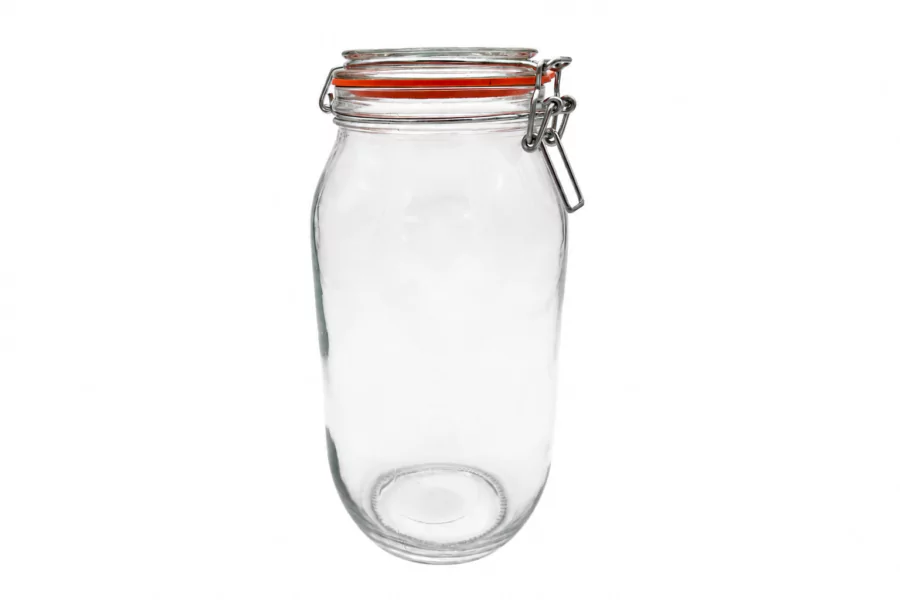 Bocal en verre 2L avec couvercle en verre et fermeture mécanique