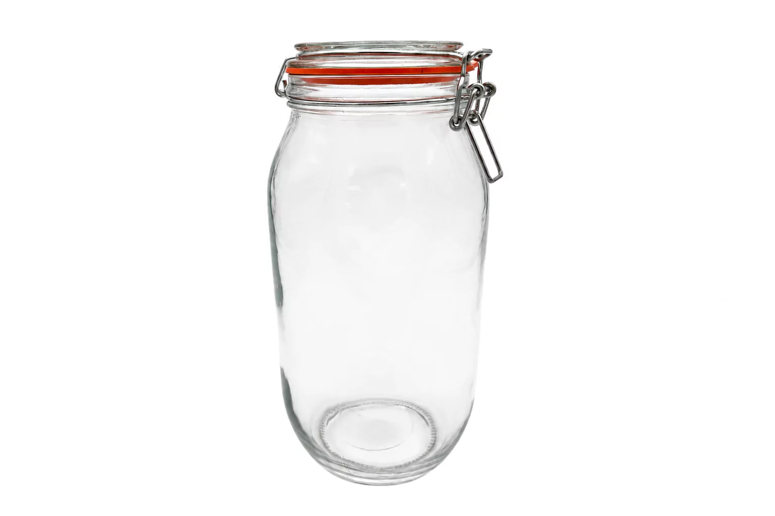 Bocal en verre 2L avec couvercle en verre et fermeture mécanique