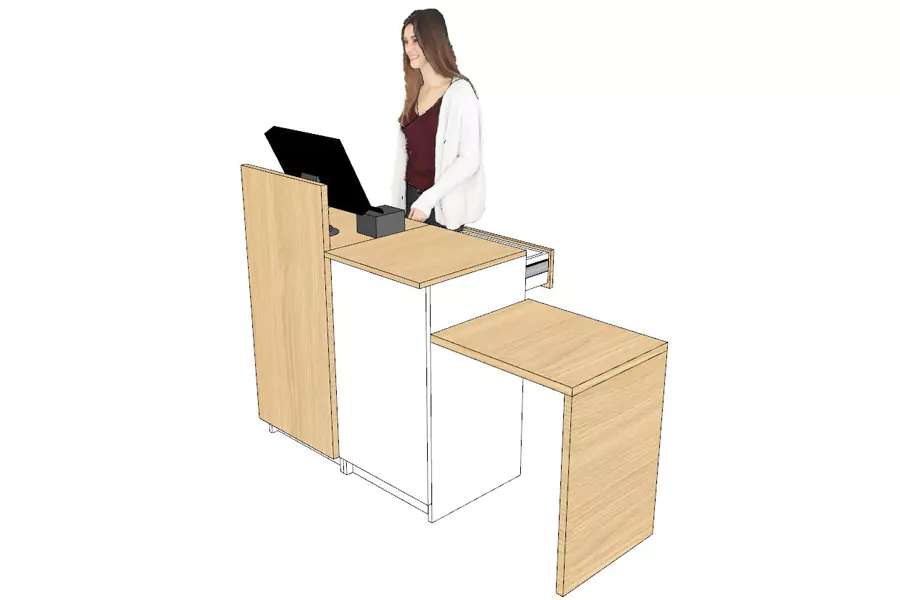 Comptoir d’Encaissement et d’Accueil 1 Poste avec Arche (droite) Blanc