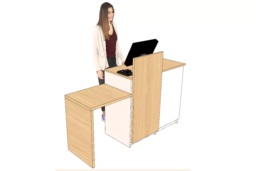 Comptoir d’Encaissement et d’Accueil 1 Poste avec Arche (droite) Blanc