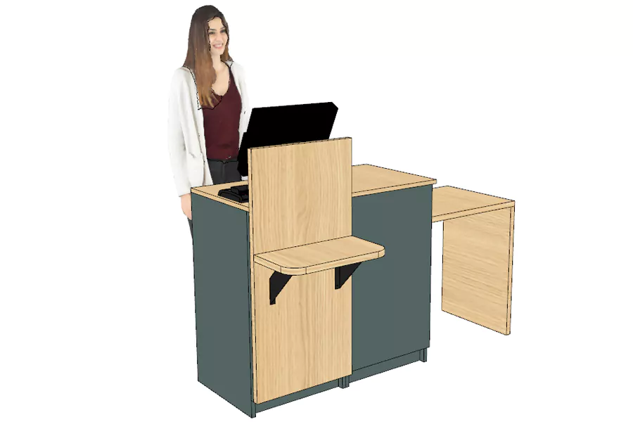 Comptoir d’Encaissement et d’Accueil 1 Poste avec Arche (droite) Vert