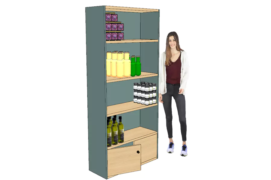 Armoire Étagères Bois Haute Portes Basses Verte