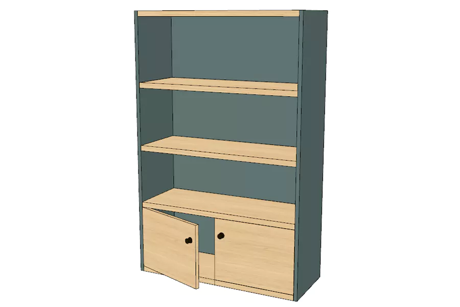 Armoire Étagères Bois Basse Portes Basses Verte – Image 3