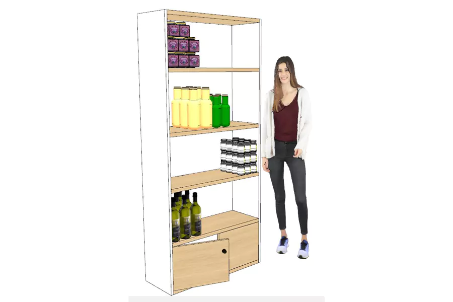 Armoire Étagères Bois Haute Portes Basses Blanche